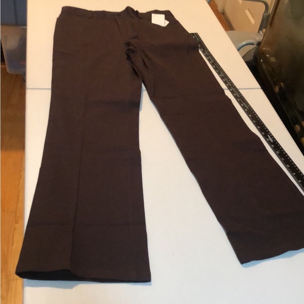 Focus size 8 Brown Straight Leg pants Slimming , stretch Best Day To Night